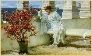 'Her Eyes Are With Thoughts' by Sir Laurence Alma-Tadema'